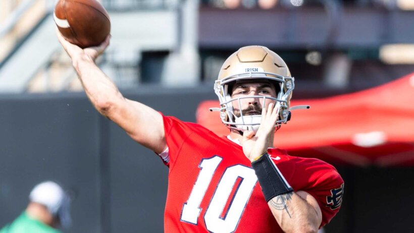 Notre Dame's Sam Hartman during Notre Dame Fall Camp