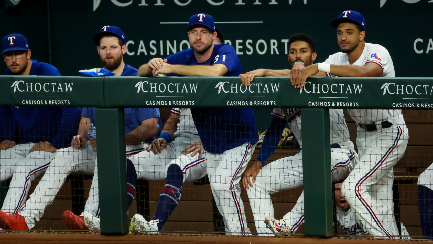 Max Scherzer watching from dugout