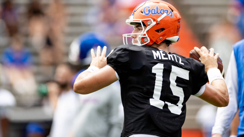 Florida Gators quarterback Graham Mertz throws the football