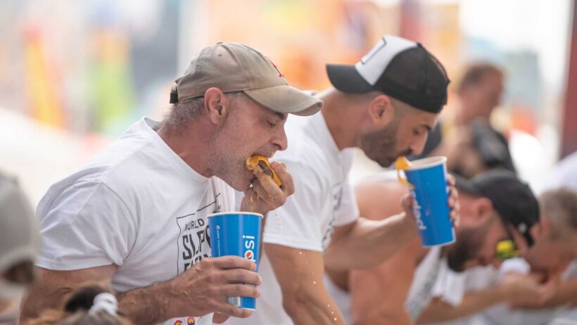 Geoffrey Esper competing in a food eating contest