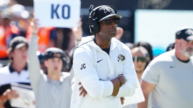 Colorado Buffaloes head coach Deion Sanders on the sidelines