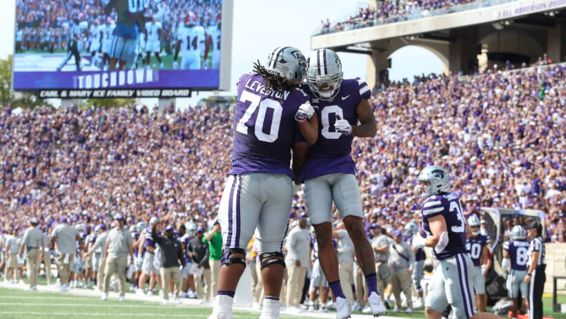 Kansas State Wildcats wide receiver Jadon Jackson and offensive lineman KT Leveston