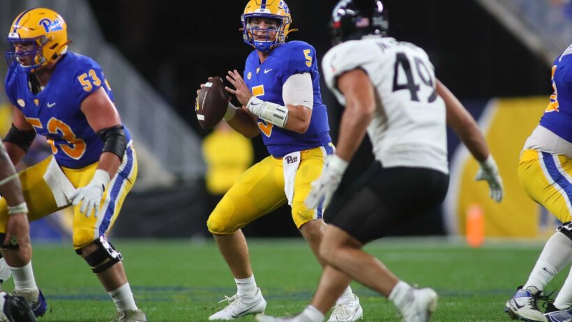 Pittsburgh Panthers quarterback Phil Jurkovec looks to throw