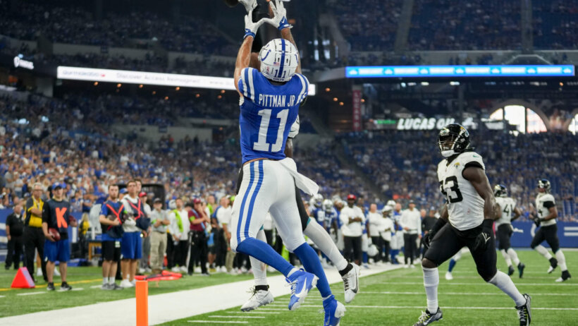 A pass intended for Indianapolis Colts wide receiver Michael Pittman Jr.