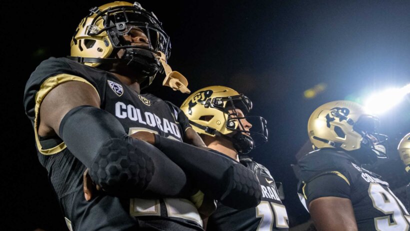 Colorado's Travis Hunter at the coin toss versus Colorado State