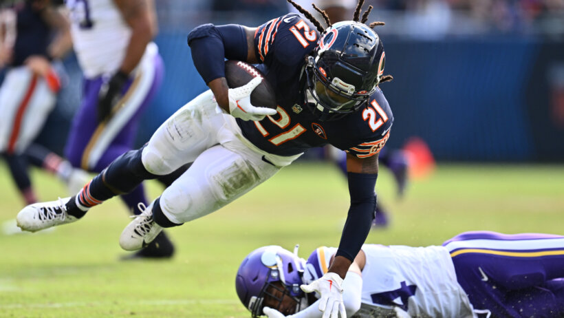 Chicago RB D'Onta Foreman (ankle) is out in the Bears vs Vikings NFL injury reports & inactives.