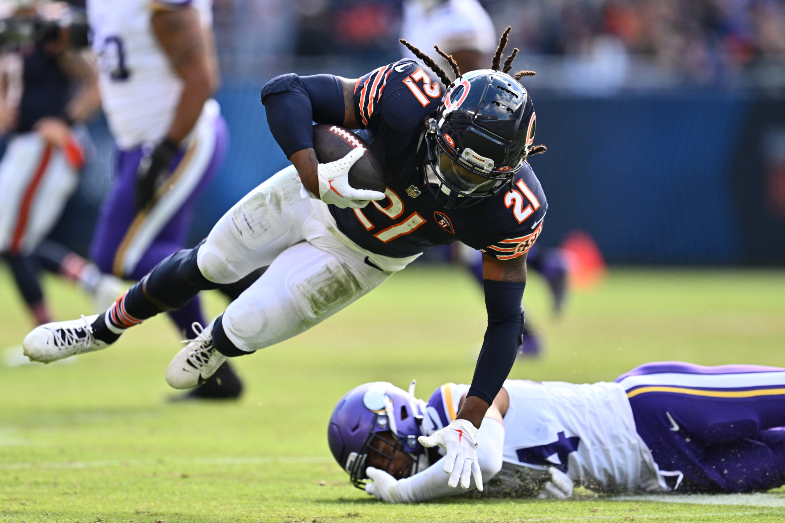 Chicago RB D'Onta Foreman (ankle) is out in the Bears vs Vikings NFL injury reports & inactives.
