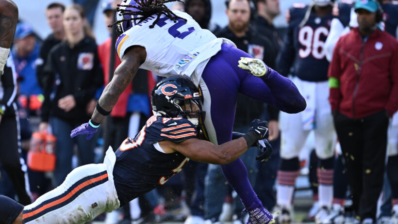 The Vikings are 3-point home favorites over the Bears in the NFL Week 12 MNF game.