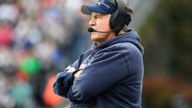 New England Patriots head coach Bill Belichick on the sidelines