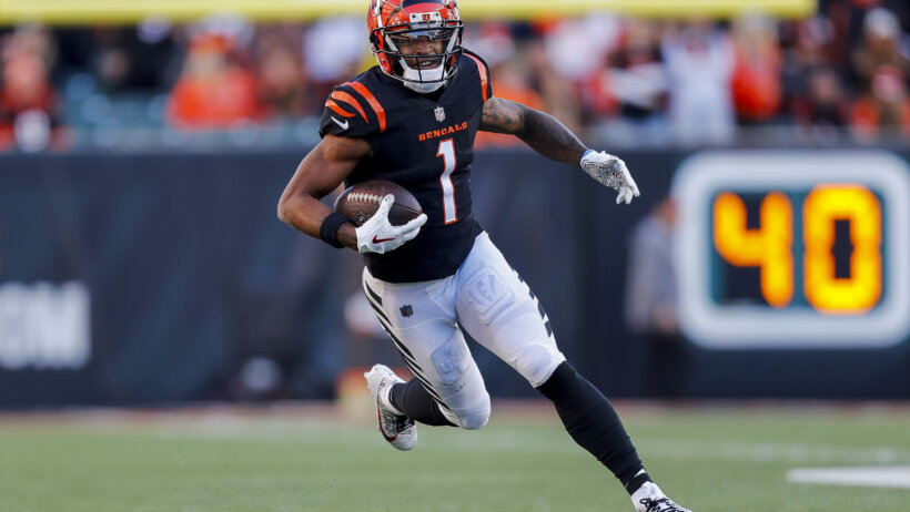 In Bengals vs Ravens NFL player props, the over/under on receiving yards for Cincinnati WR Ja'Marr Chase is set at 80.5.