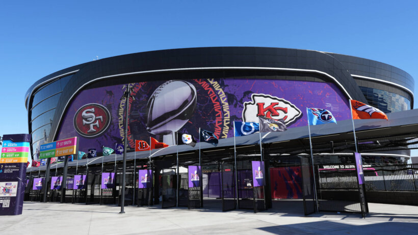 Allegiant Stadium ahead of Super Bowl 58 in Las Vegas, NV