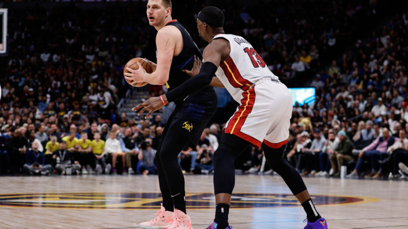 Denver Nuggets center Nikola Jokic and Miami Heat center Bam Adebayo
