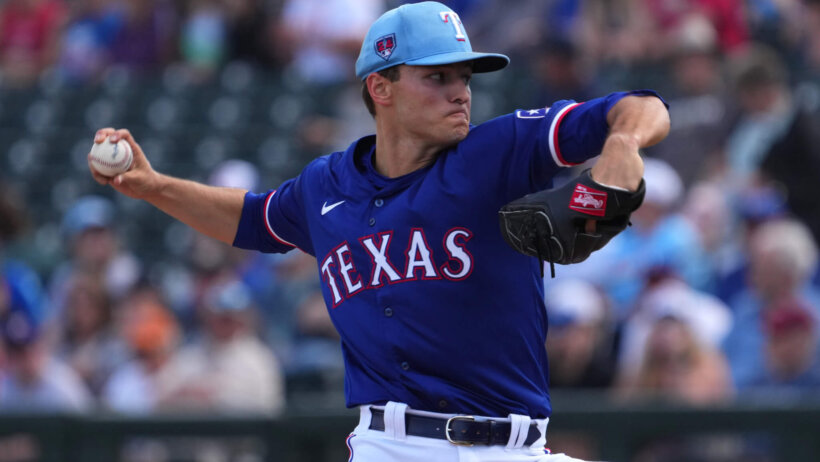 Texas Rangers starting pitcher Jack Leiter during 2024 spring training
