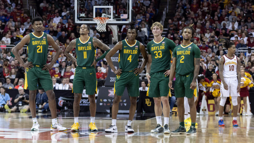 Baylor Bears starting five on the court