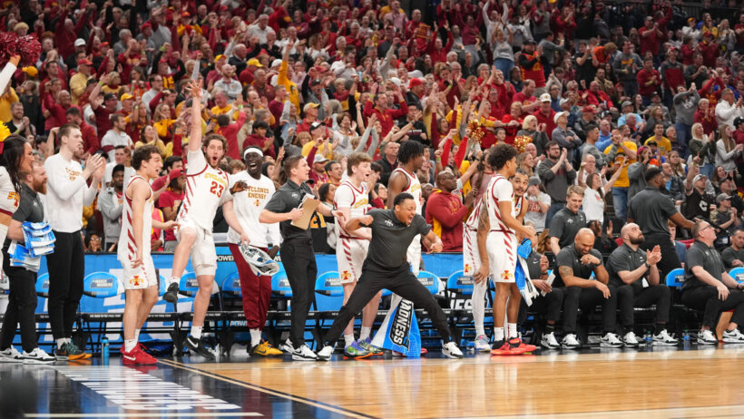 The Iowa State Cyclones celebrating