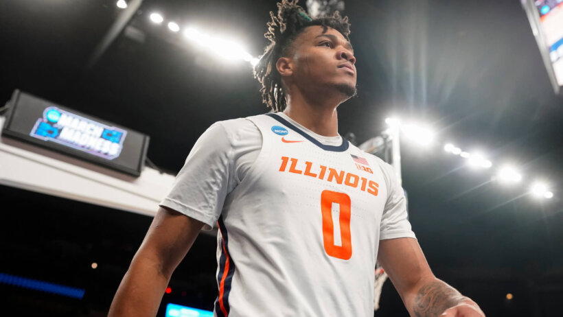 Illinois Fighting Illini guard Terrence Shannon Jr walking off the court