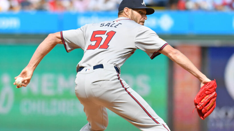 Atlanta Braves starting pitcher Chris Sale throws a pitch during the fourth inning