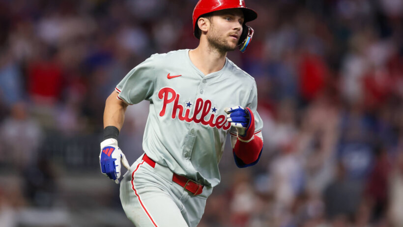 Philadelphia Phillies shortstop Trea Turner hits a two-run home run