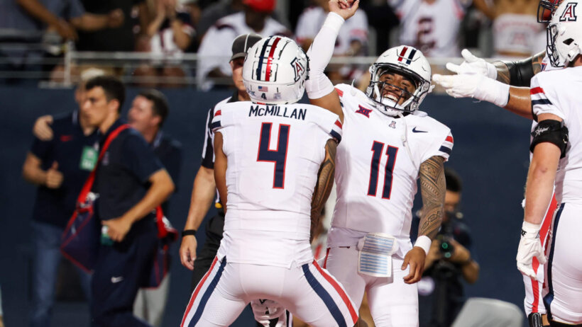 Noah Fifita celebrates a TD.