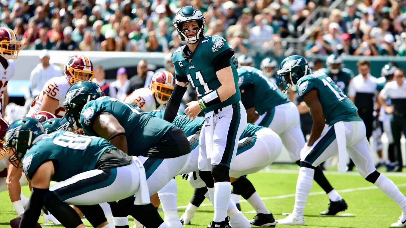 Carson Wentz calling a play