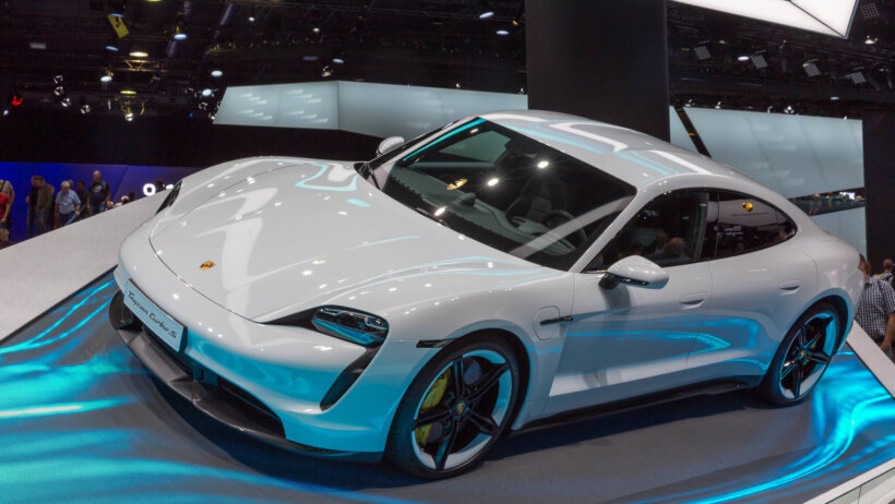 Porsche Taycan on display