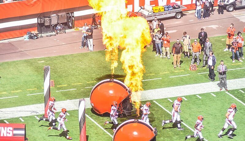 Cleveland Browns running on to field