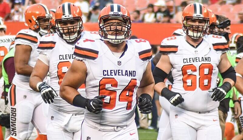 Cleveland Browns players running