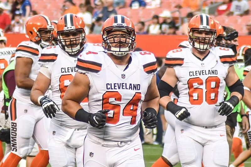 Cleveland Browns players running