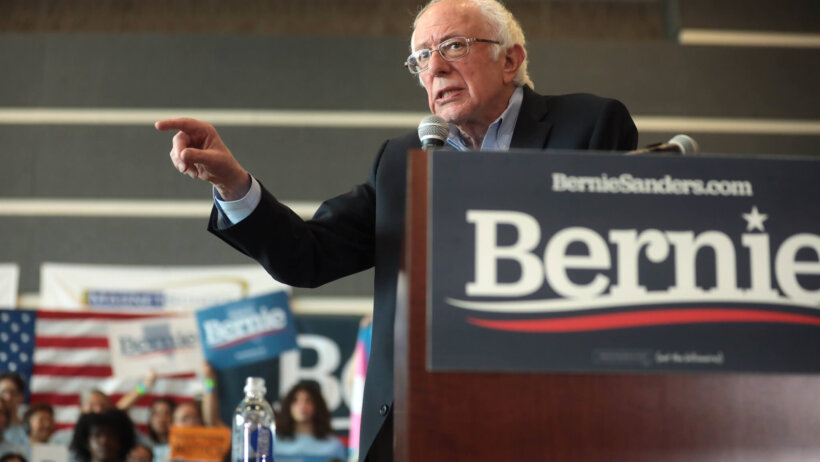 Bernie Sanders at a rally.
