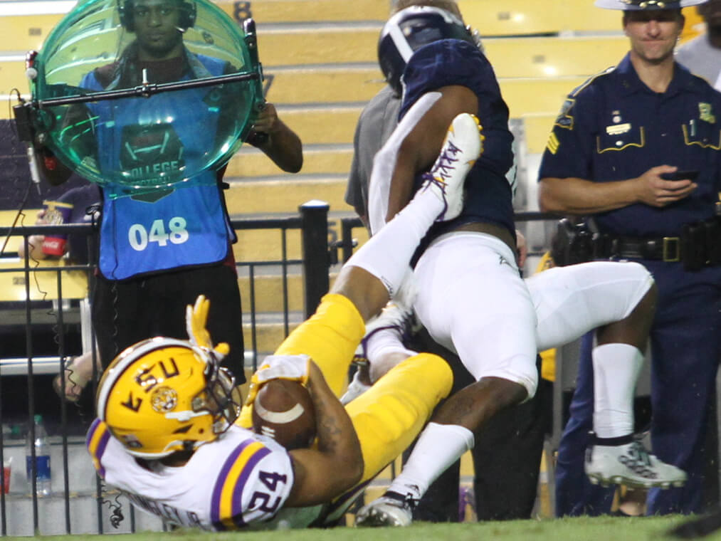 Derek Stingley pulling down an interception against Ga. Southern