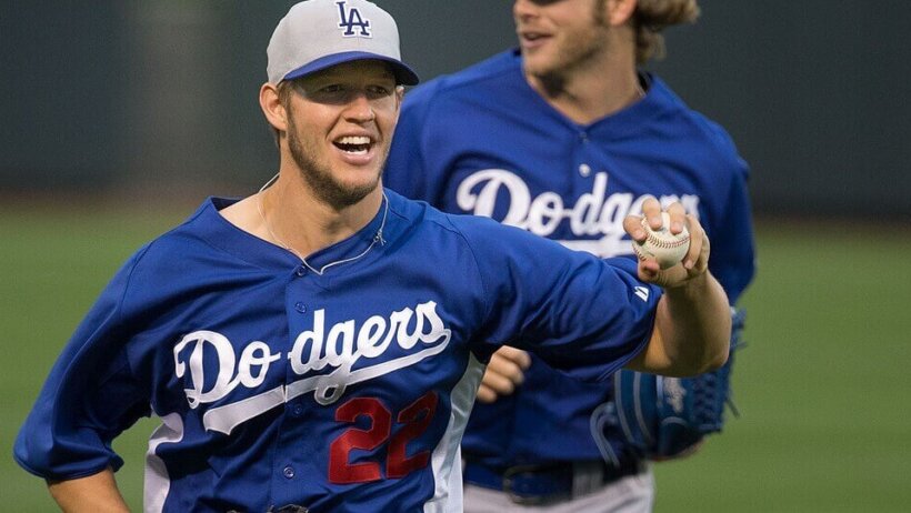 Clayton Kershaw running off field.