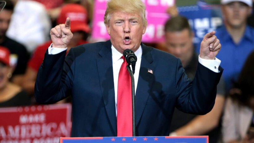 Donald Trump speaking at rally
