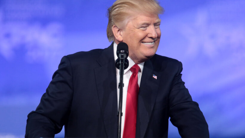 Donald Trump speaking at a rally.