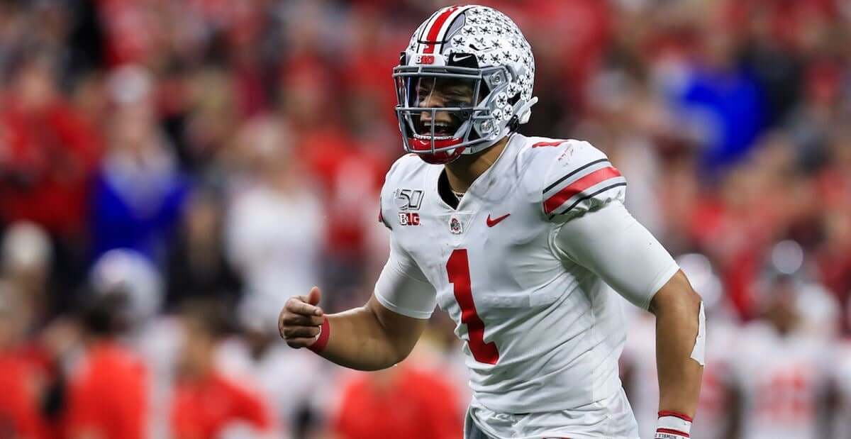 Justin Fields running after the play