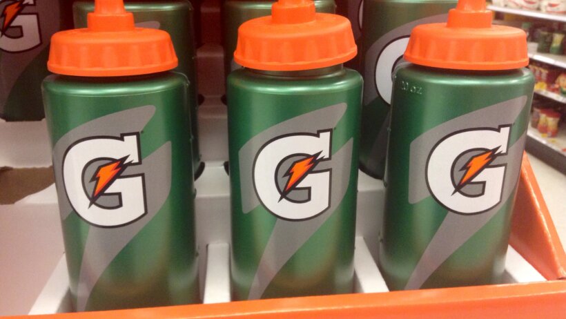 Gatorade bottles on the shelf.