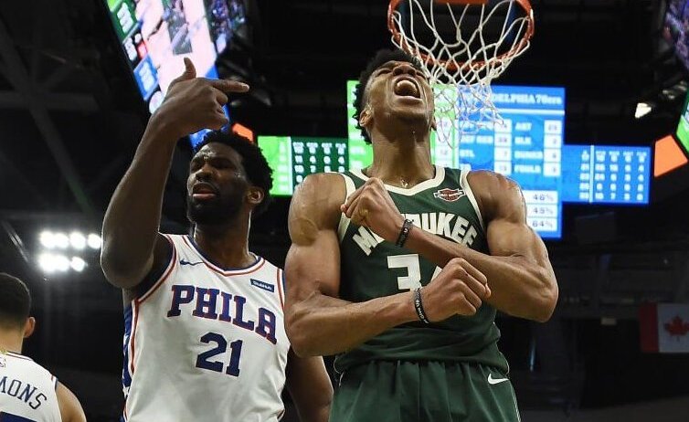 Giannis Antetokoummpo and Joel Embiid