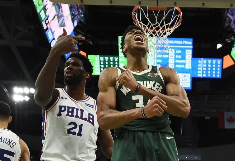 Giannis Antetokoummpo and Joel Embiid