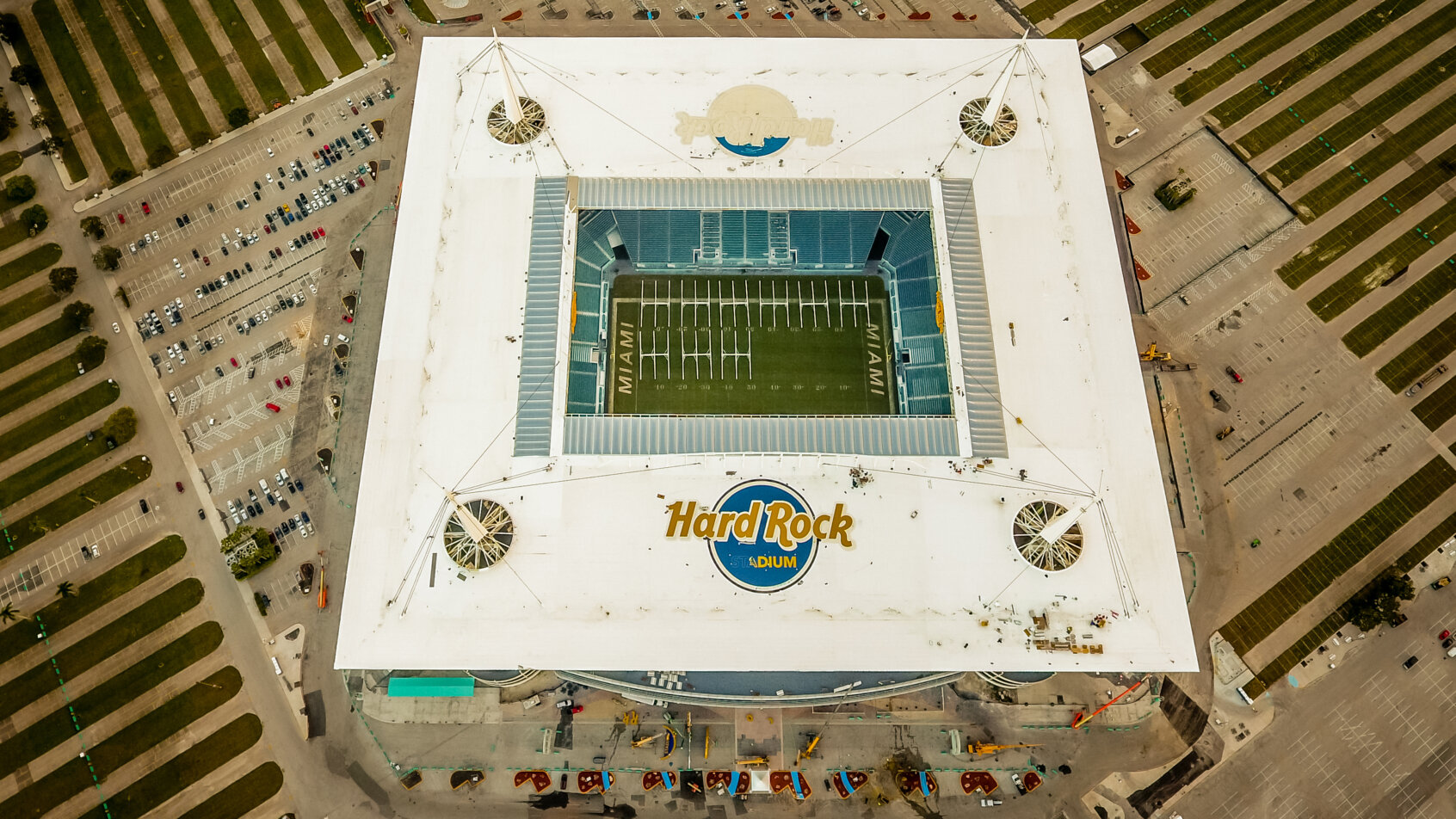 Aerial shot of Hard Rock Stadium in Miami