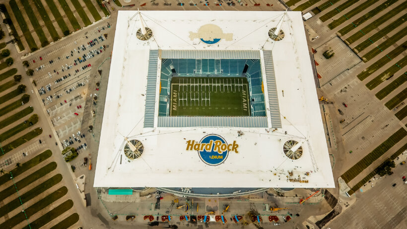 Aerial shot of Hard Rock Stadium in Miami