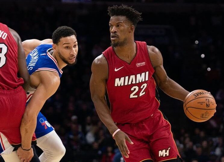Jimmy Butler defended by Ben Simmons