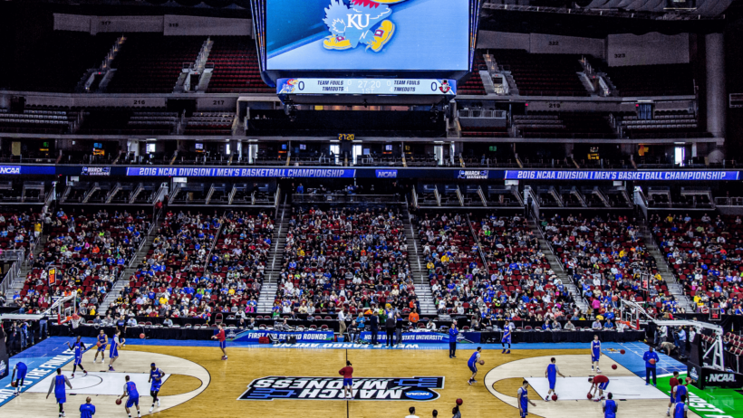 Kansas Jayhawks logo on the big-screen