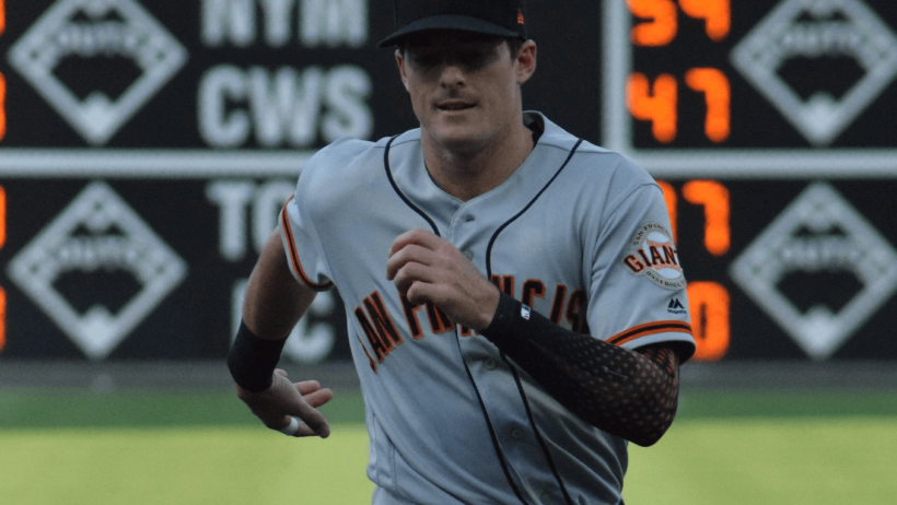 Mike Yastrzemski warming up