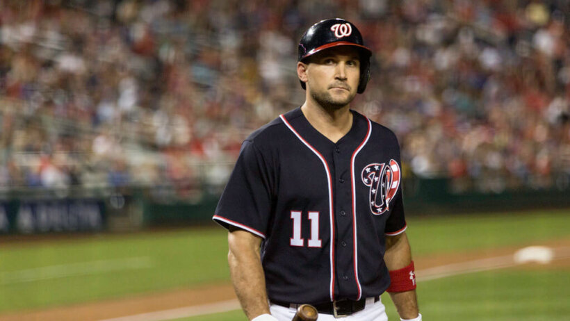 Washington Nationals 1B Ryan Zimmerman walking off the field