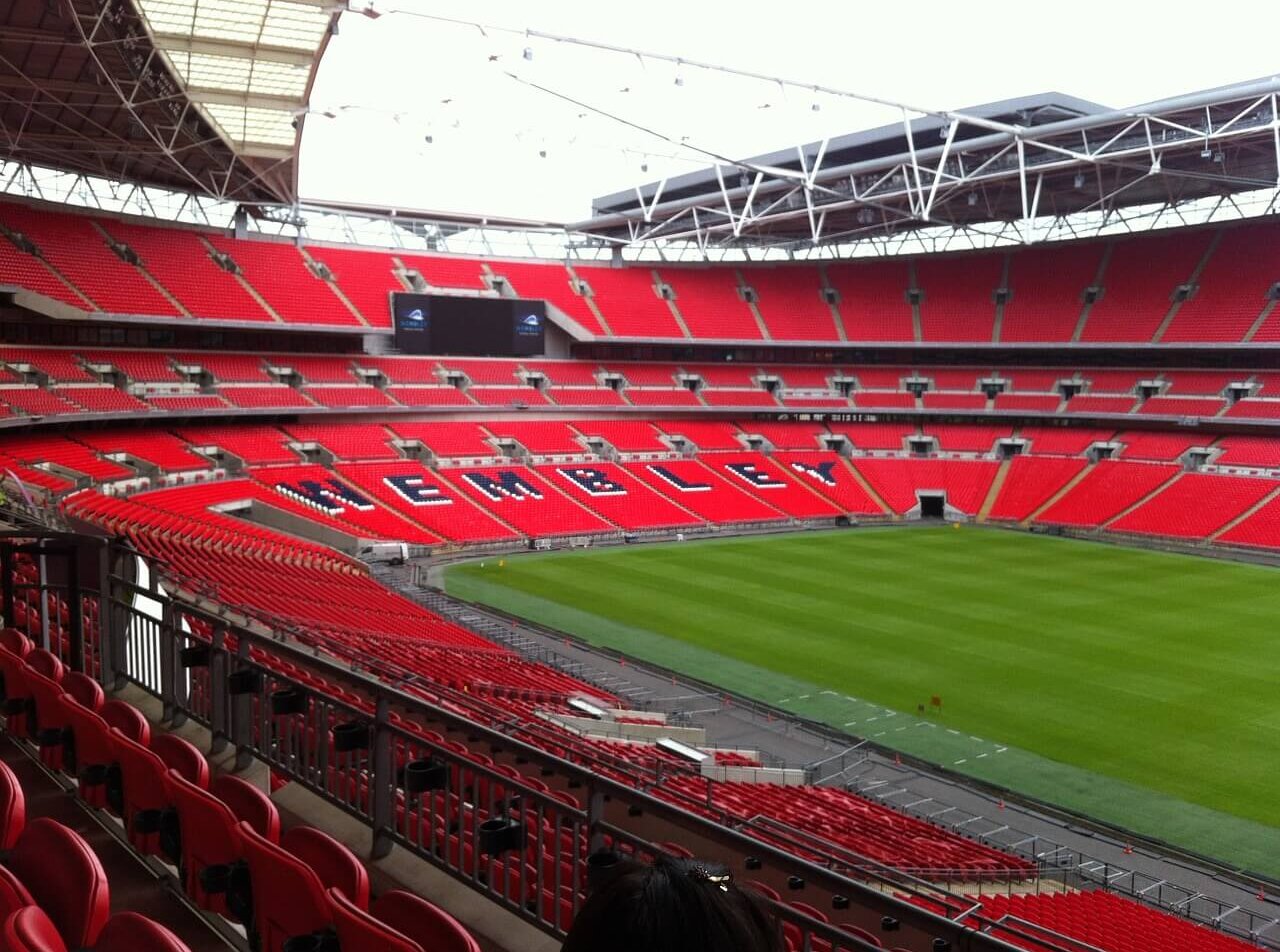Wide shot of Wembley Stadium