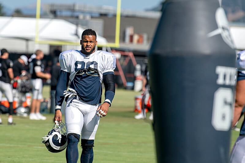 Aaron Donald at practice.
