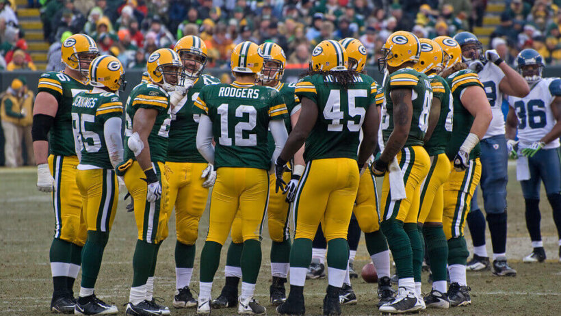 Green Bay Packers huddle