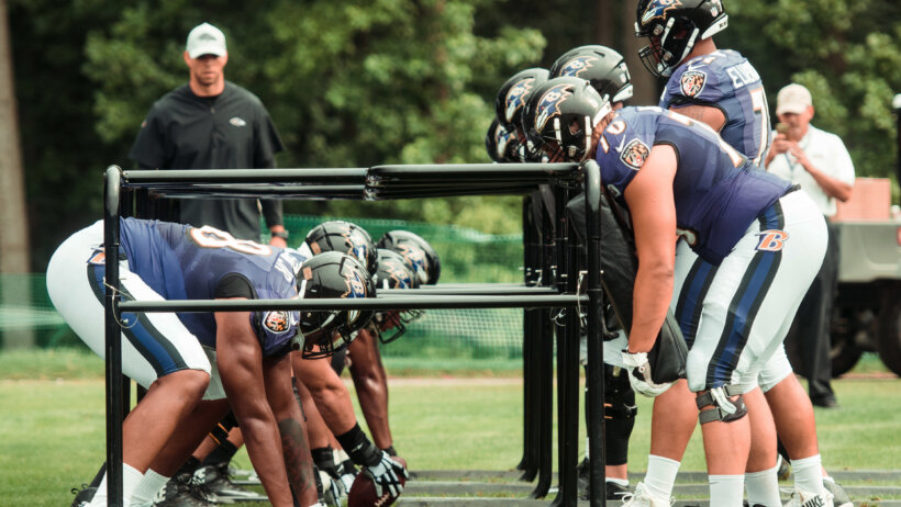 Baltimore Ravens on the practice field.