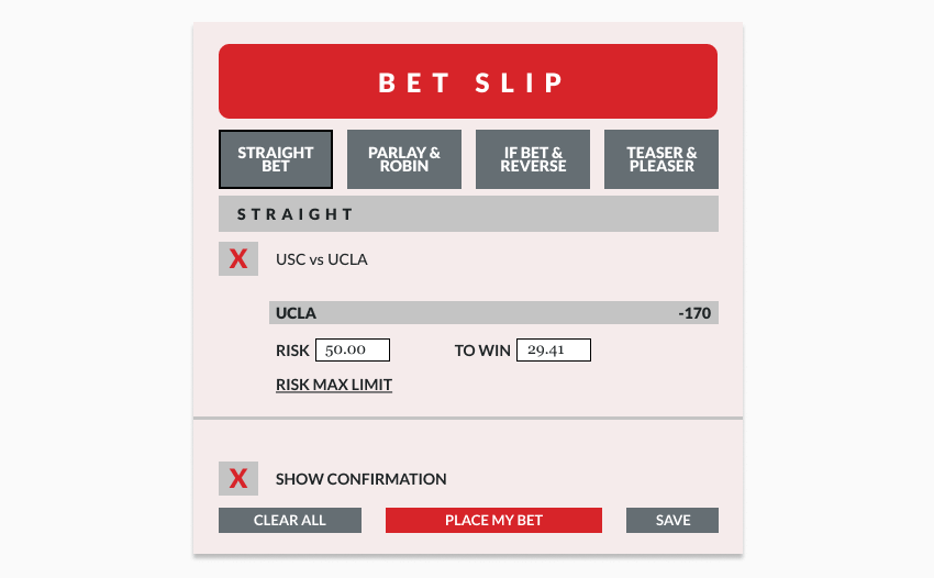 Example bet slip