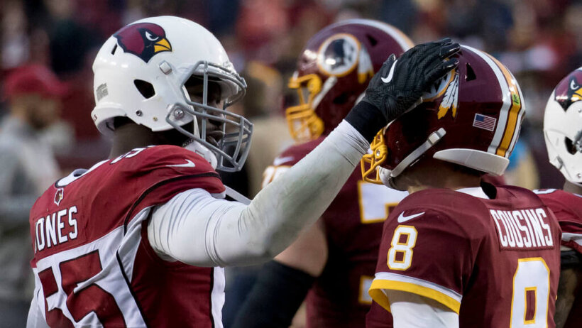 Chandler Jones on the field versus the Washington Redskins.