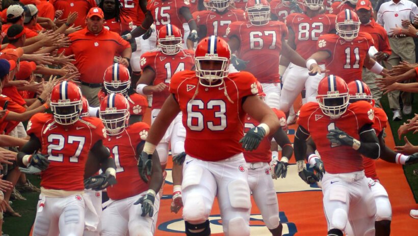 Clemson Tigers entering the field.